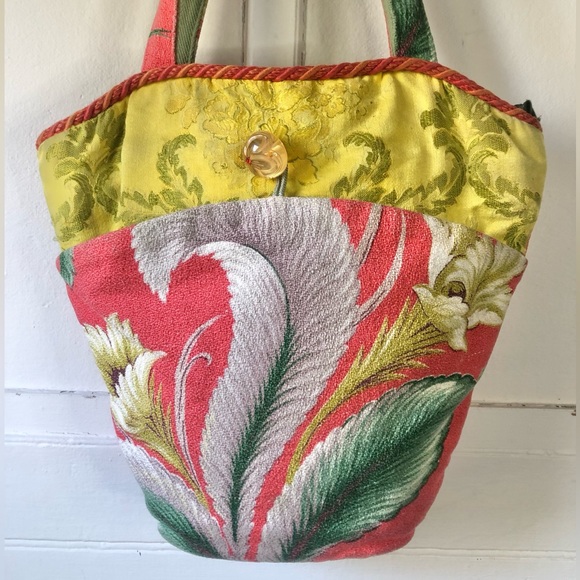 SylvieBags Patchwork Vintage Barkcloth Tapestry Cloth Shoulder Bag Purse OOAK - Picture 5 of 17